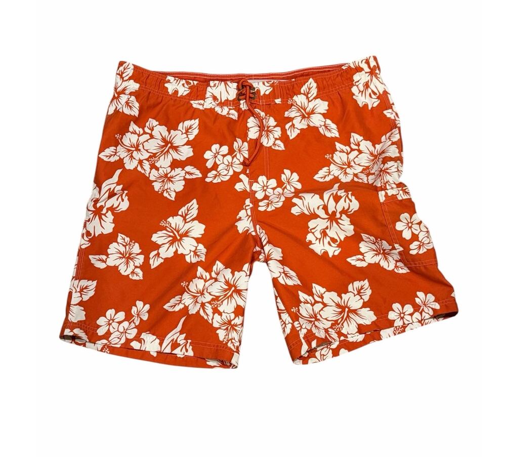 Sonoma L Swim Trunks Orange Hawaiian Floral Tropical Beach Board Shorts
